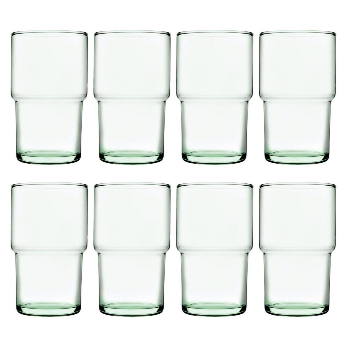 8x 440ml Aware Hill Recycled Stacking Highball Glasses Green Tumblers Set - Image 1