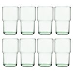 8x 440ml Aware Hill Recycled Stacking Highball Glasses Green Tumblers Set
