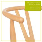 8x Beech Wooden Wishbone Dining Chairs Blue/Natural Mid-Century Modern Seat - Image 3