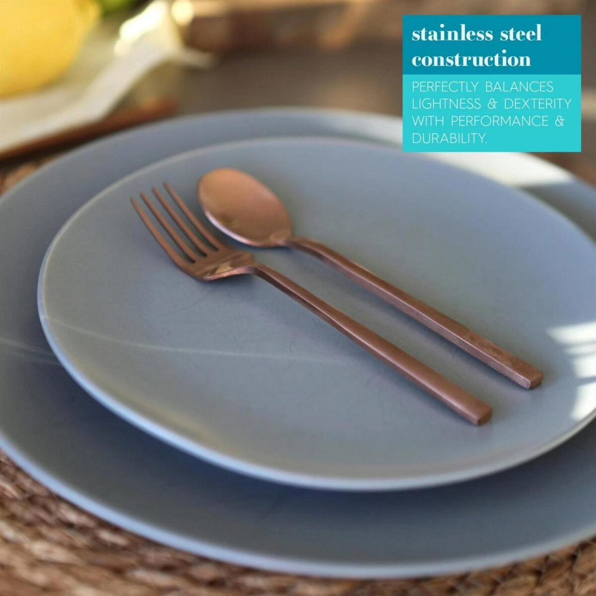 8x Stainless Steel Teaspoons 14.5cm Copper Kitchen Table Cutlery Coffee Set - Image 2