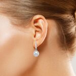 9-10mm Cultured Freshwater White Pearl and 0.06ctw Diamond Earrings, 14ct White Gold - Image 2