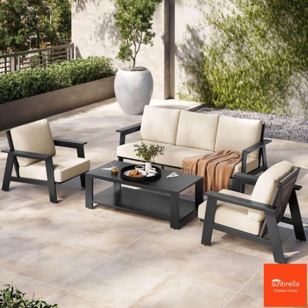 ATLeisure Brentley 4 Piece Deep Seating Patio Set + Cover