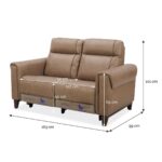 Aiden and Ivy Spencer Brown Leather Power Reclining 2 Seater Sofa - Image 2