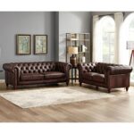 Allington 3 Seater Brown Leather Chesterfield Sofa - Image 6