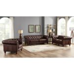 Allington Brown Leather Chesterfield Armchair - Image 6