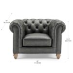 Allington Grey Leather Chesterfield Armchair - Image 2