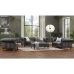 Allington Grey Leather Chesterfield Armchair - Image 7