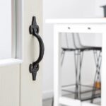 Antique Fleur De Lis Door Handle Cast Iron Antique Cupboard Pull H205mm Black - Image 5