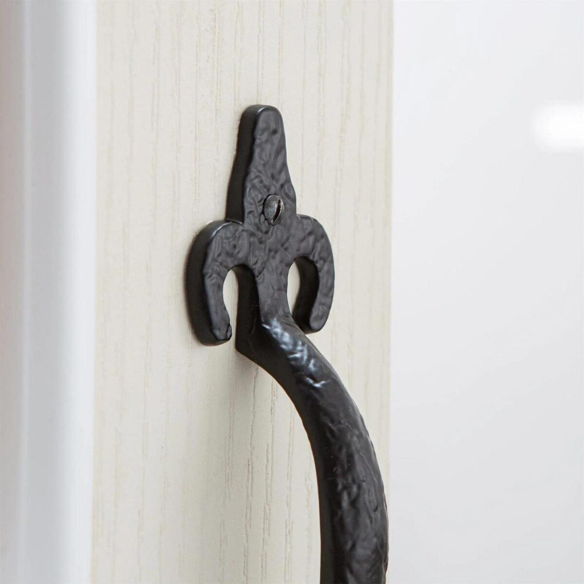 Antique Fleur De Lis Door Handle Cast Iron Antique Cupboard Pull H205mm Black - Image 6