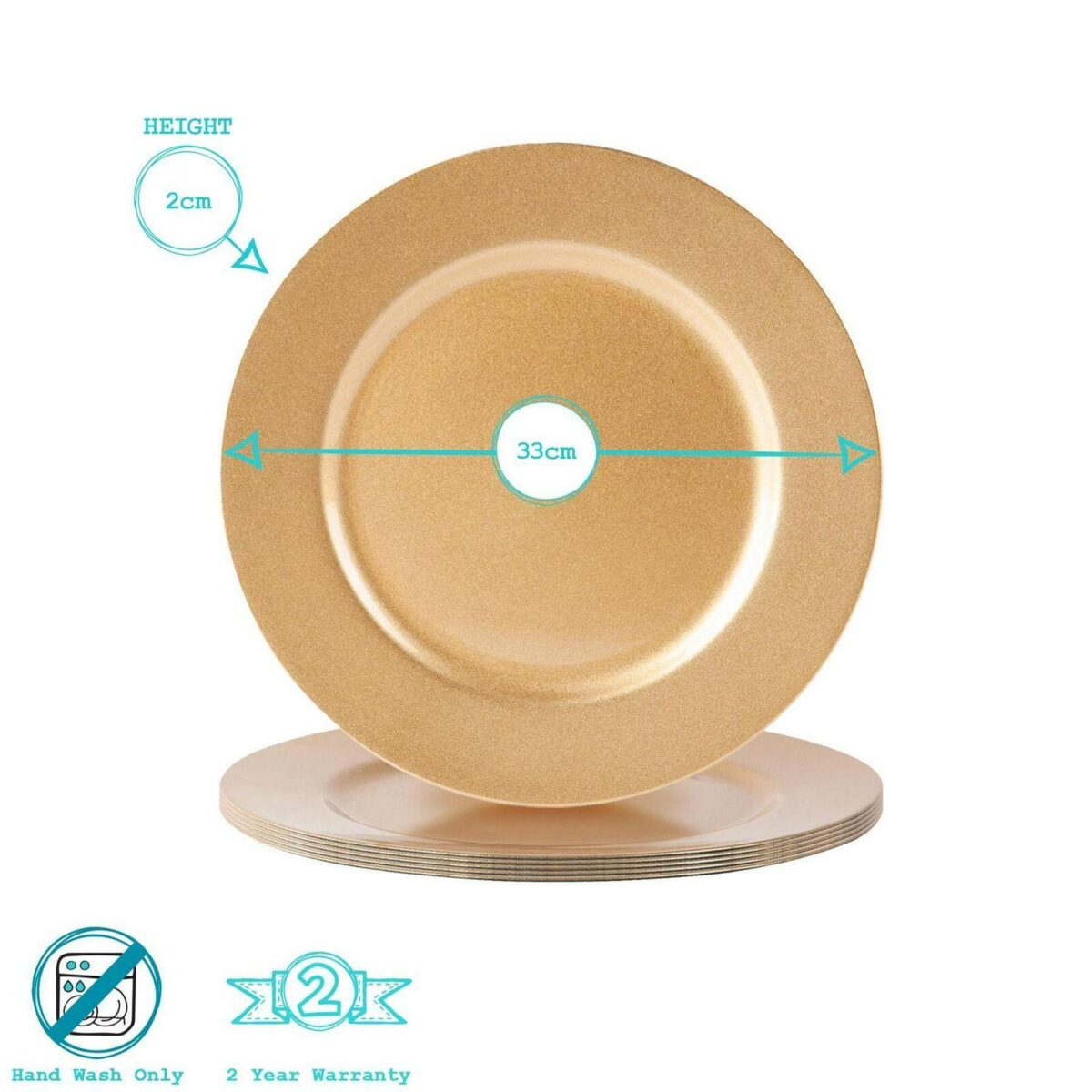 Argon Tableware 18 Piece Metallic Charger Plates Set - Image 2