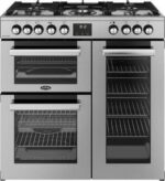 BELLING Cookcentre 90DF Dual Fuel Range Cooker - Stainless Steel and Chrome
