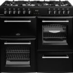 BELLING Farmhouse 100DF Dual Fuel Range Cooker - Black and Chrome