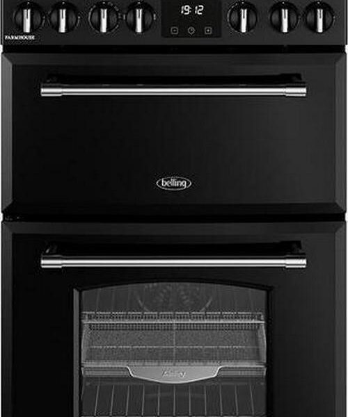 BELLING Farmhouse 60DF Dual Fuel Cooker - Black and Chrome