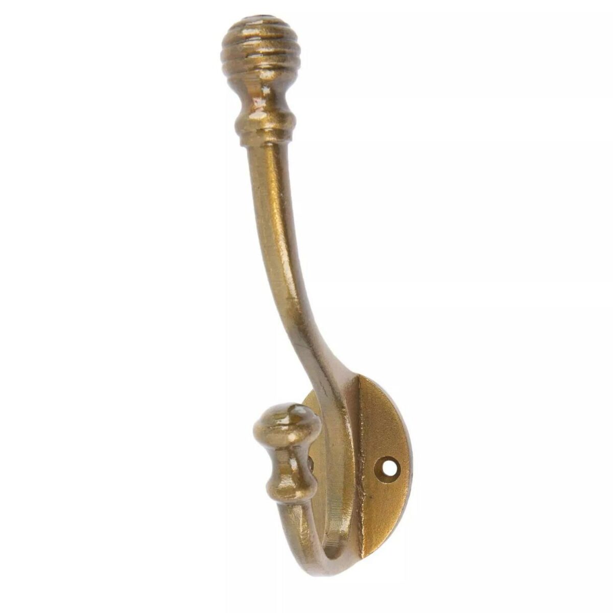 Ball End Hat and Coat Hook Cast Iron Antique Vintage Style W35mm x H135mm Brass - Image 1