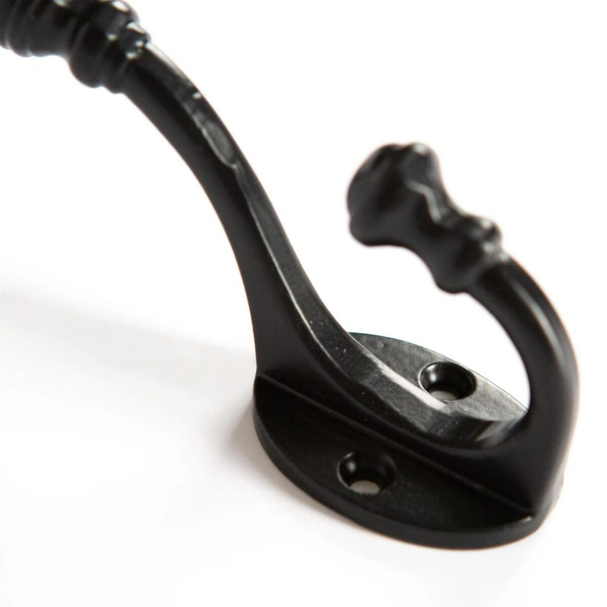 Ball End Hat and Coat Hook Cast Iron Antique Vintage Style W30mm x H95mm Black - Image 2