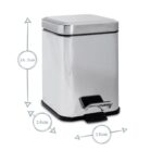 Bathroom Pedal Rubbish Waste Bin (3L) and Toilet Brush Holder Set, Chrome Steel - Image 4