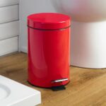 Bathroom Rubbish Bin with Inner Bucket and Pedal, 3 Litre - Red Finish - Image 5