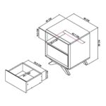 Bentley Designs Brunel Scandi Oak and Dark Grey One Drawer Nightstand, 2 Pack - Image 2