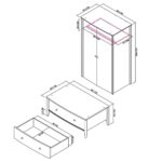 Bentley Designs Whitby Scandi Oak and Grey Double Wardrobe - Image 2