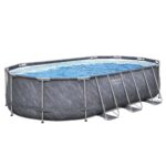 Bestway 20ft x 12ft Platinum Series Power Steel Oval Frame Pool with Sand Filter Pump and Solar Powered Pool Pad - Image 2