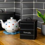 Biscuit Tin Storage Cookie Jar Barrel Canister Kitchen Vintage Metal Black - Image 6