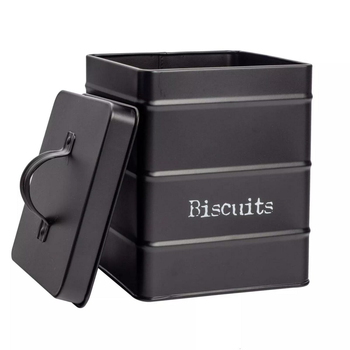 Biscuit Tin Storage Cookie Jar Barrel Canister Kitchen Vintage Metal Black - Image 4
