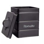 Biscuit Tin Storage Cookie Jar Barrel Canister Kitchen Vintage Metal Black - Image 4