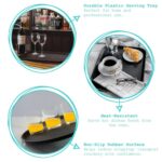 Black Rectangle Non-Slip Serving Tray Plastic Rubber Food Tea Dinner Trays - Image 2
