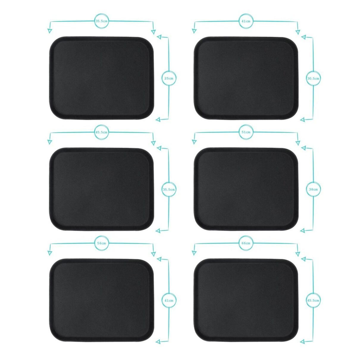 Black Rectangle Non-Slip Serving Tray Plastic Rubber Food Tea Dinner Trays - Image 1