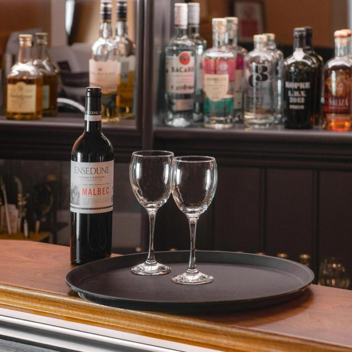 Black Round Non-Slip Serving Trays Plastic Food Tea Dinner Barware Trays - Image 3