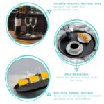 Black Round Non-Slip Serving Trays Plastic Food Tea Dinner Barware Trays - Image 2