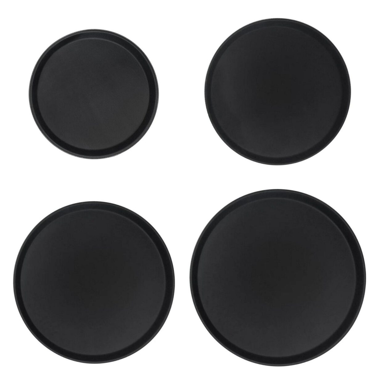 Black Round Non-Slip Serving Trays Plastic Food Tea Dinner Barware Trays - Image 1