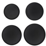 Black Round Non-Slip Serving Trays Plastic Food Tea Dinner Barware Trays