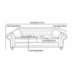 Bordeaux Button Back Grey Velvet 3 Seater Sofa - Image 2