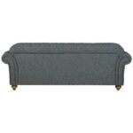 Bordeaux Button Back Blue Fabric 3 Seater Sofa - Image 5