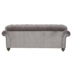Bordeaux Button Back Grey Velvet 3 Seater Sofa - Image 3
