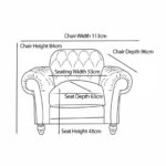 Bordeaux Button Back Blue Fabric Armchair - Image 2
