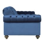 Bordeaux Button Back Blue Velvet 2 Seater Sofa - Image 5
