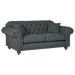 Bordeaux Button Back Blue Fabric 2 Seater Sofa - Image 3