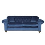 Bordeaux Button Back Blue Velvet 2 Seater Sofa - Image 6