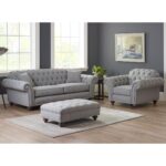Bordeaux Fabric Footstool, Grey - Image 6