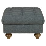 Bordeaux Fabric Footstool, Blue - Image 5