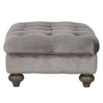 Bordeaux Grey Velvet Footstool - Image 3