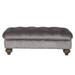 Bordeaux Grey Velvet Footstool - Image 5