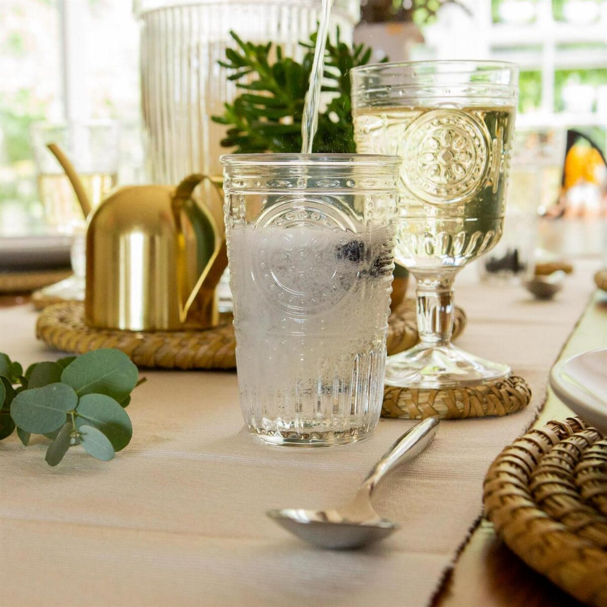 Bormioli Rocco 12 Piece Romantic Glassware Set Floral Highball Tumblers Clear - Image 5