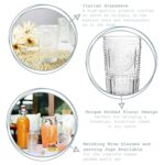 Bormioli Rocco 12 Piece Romantic Glassware Set Floral Highball Tumblers Clear - Image 2