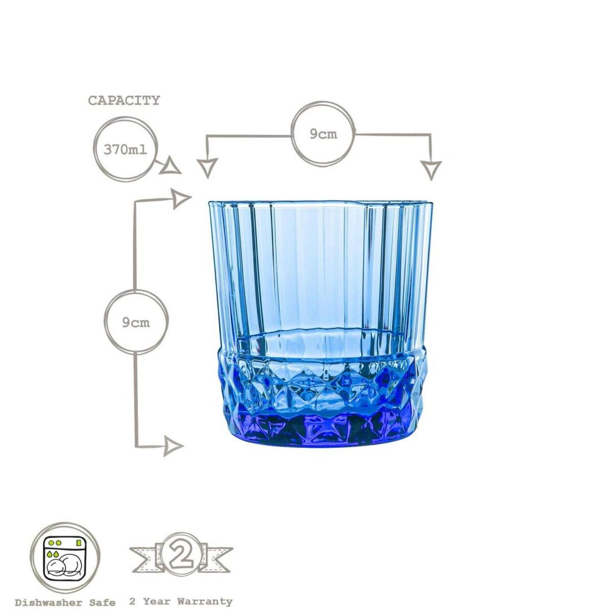 Bormioli Rocco 12 Piece America '20s Glassware Set Cocktail Whiskey Blue - Image 3