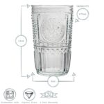 Bormioli Rocco 12 Piece Romantic Glassware Set Floral Highball Tumblers Clear - Image 3