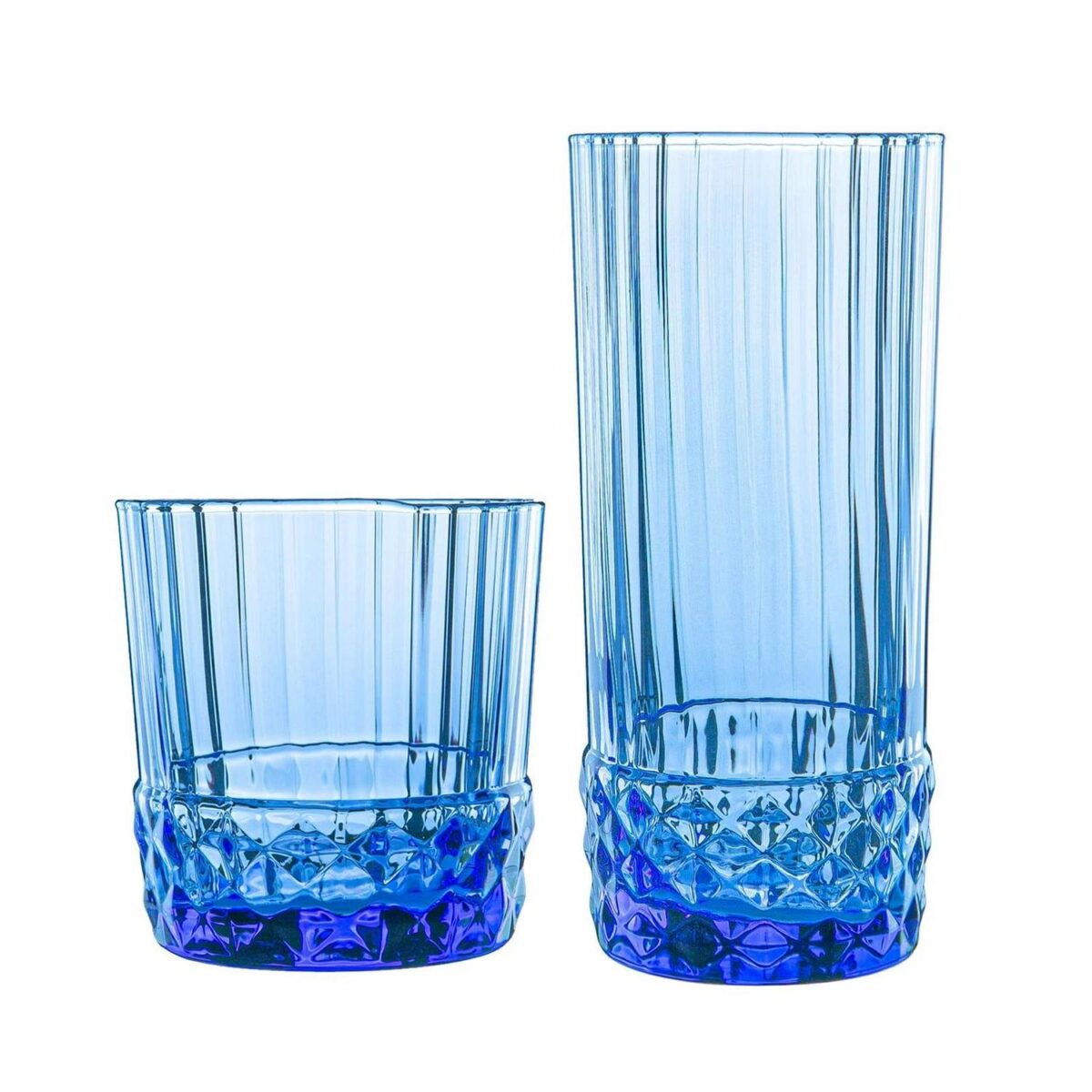 Bormioli Rocco 12 Piece America '20s Glassware Set Cocktail Whiskey Blue - Image 1