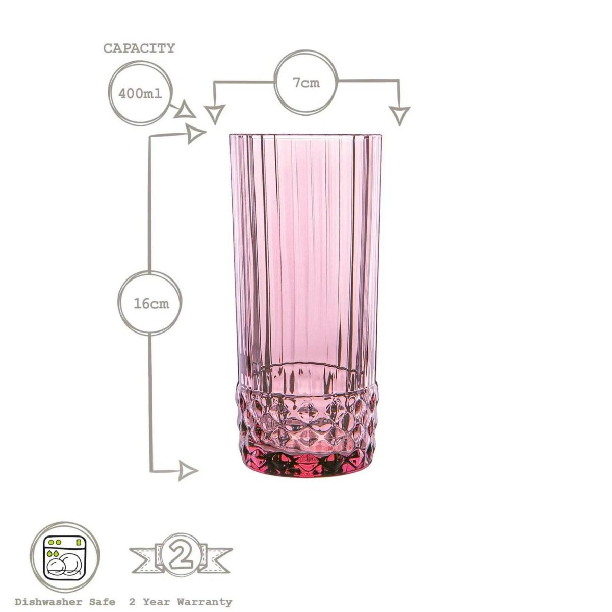 Bormioli Rocco 12x America '20s Highball Glasses Cocktail Tumblers 490ml Rose - Image 3